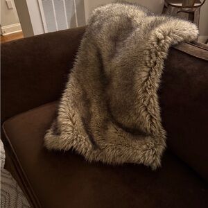 Wild Mannered by KennSporn Brown Faux Fur Throw Blanket Approx.  37” X 58”